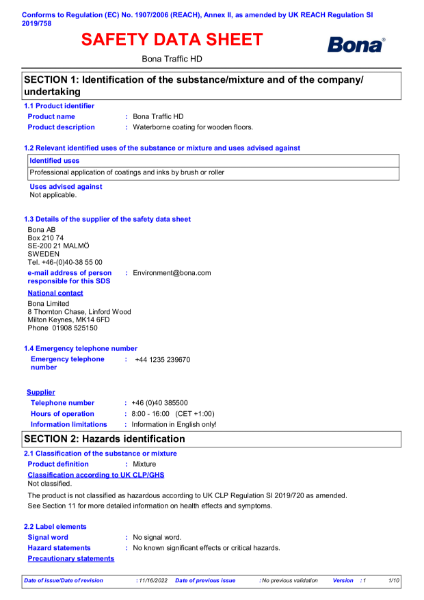 Bona Traffic HD - Safety Data Sheet