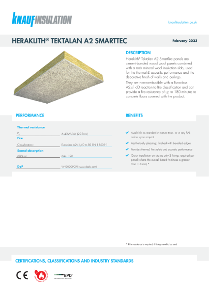 Knauf Insulation Heraklith® A2 Smarttec - Product Datasheet