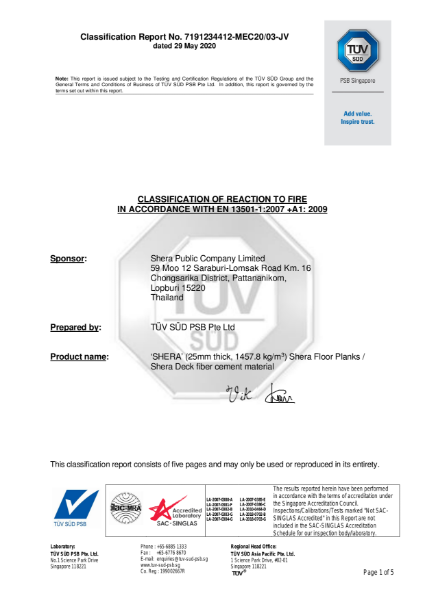 SHERA _ A1fl Fire Test Certificate