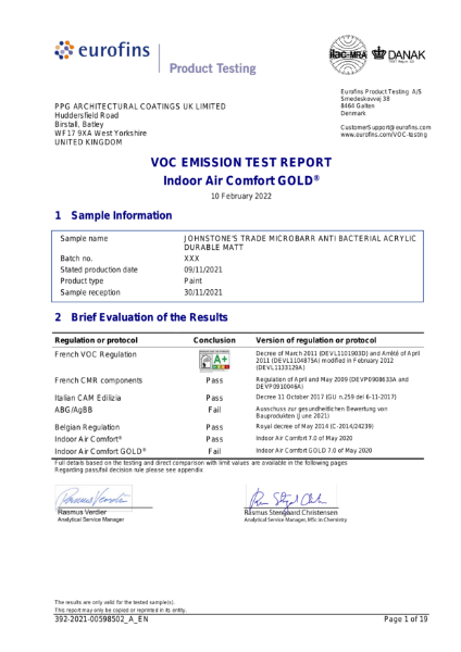 Indoor Air Comfort – Eurofins