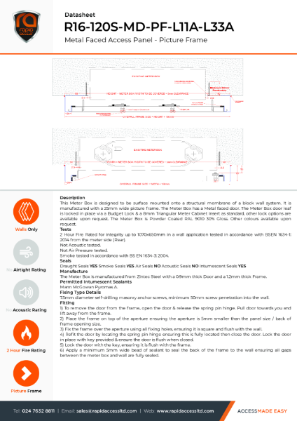 Datasheet - Meter Overbox - Internal - 2 Hour Fire Rated Smoke Tested