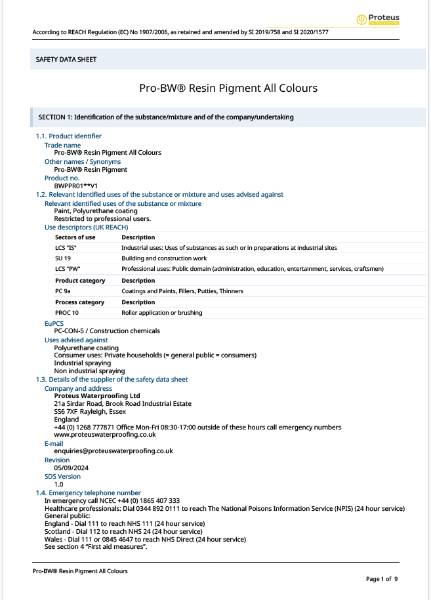 Safety Data Sheet - Pro-BW® Resin Pigment