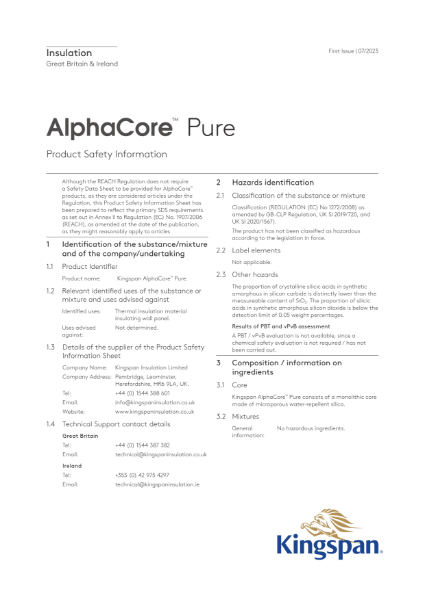AlphaCore Pure - Product Safety Information - 07/23