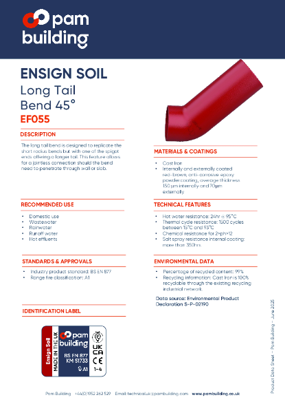 EF055 - Long Tail Bend x 45°