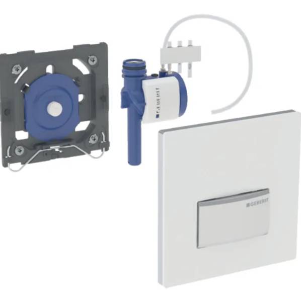 Geberit urinal flush control with pneumatic flush actuation, Type 50 flush plate, square