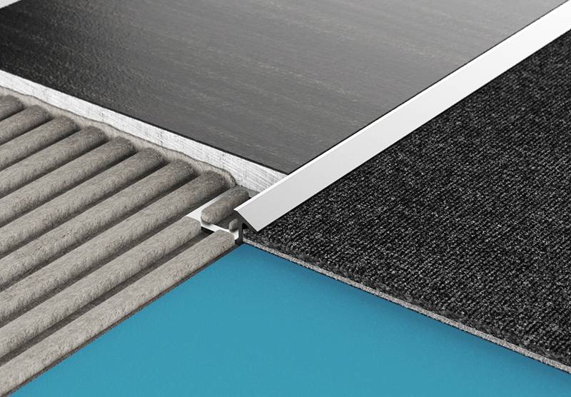 Mapei - Diaplas Aluminum Tile to Carpet Transition Trim - Profiles and Trims