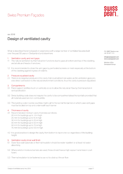 Swisspearl Design of Ventilation Cavity