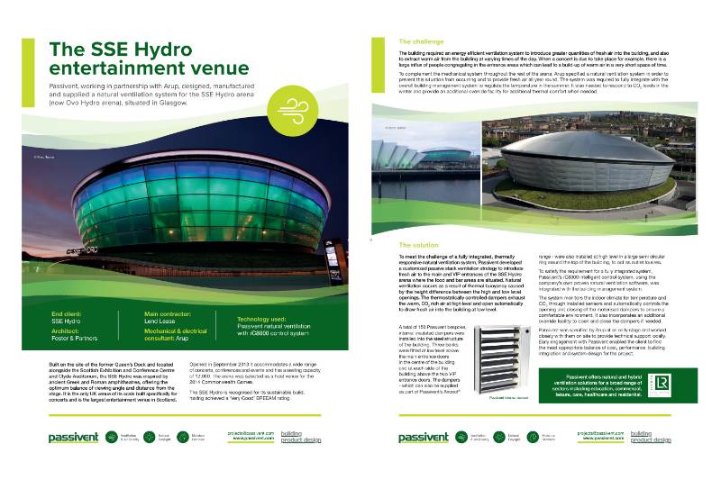 Passivent case study - The SSE Hydro entertainment venue, Glasgow