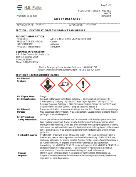 AccuColor Premium Unsanded Standard White - SDS