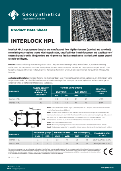Interlock HPL Geogrids (Interlock HP3L/ Interlock HP4L) - Data Sheet