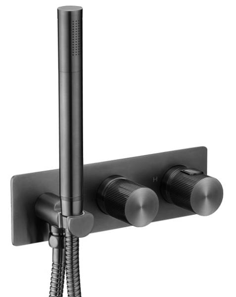 EVO Thermostatic Concealed 2 Outlet Shower Valve With Attached Handset