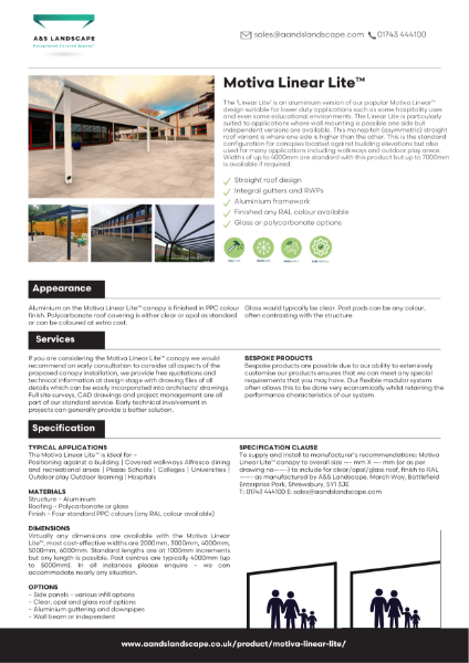 Motiva Linear Lite Data Sheet