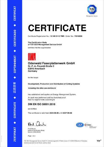 ISO 50001 certificate