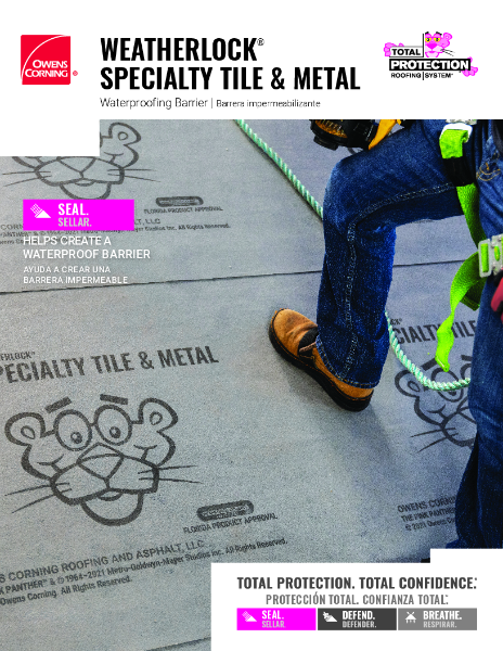 Weatherlock Specialty Tile & Metal Data Sheet