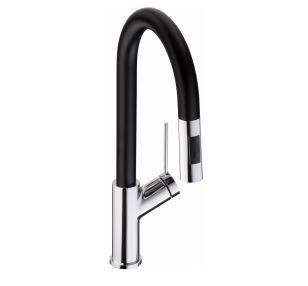 Virtue Nero Pull Out Monobloc - Contemporary Kitchen Mixer Tap 