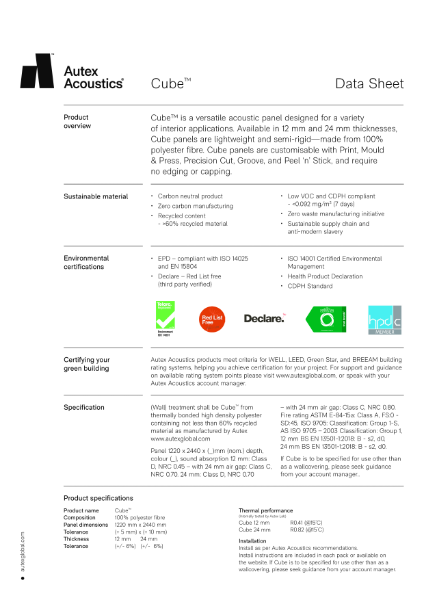 Cube Datasheet