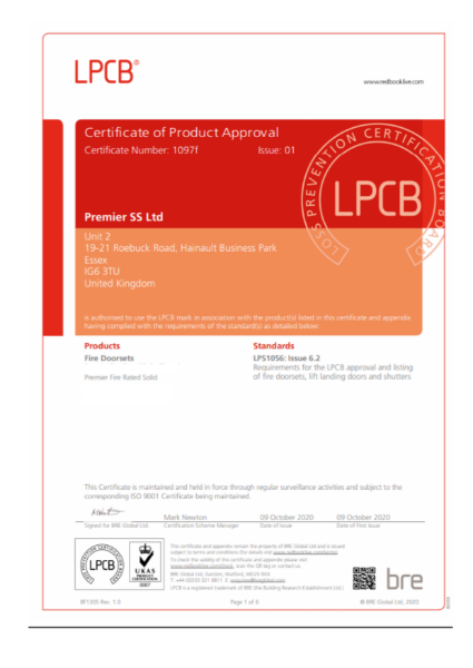 Premier Fire rated solid DUAL CERT