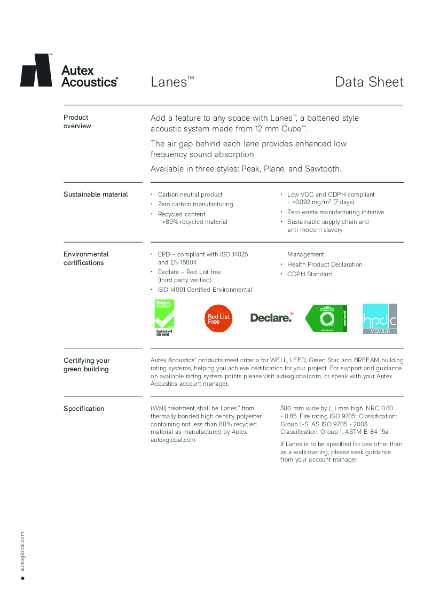 Lanes Datasheet