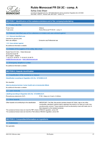 FR Oil - Safety Sheet