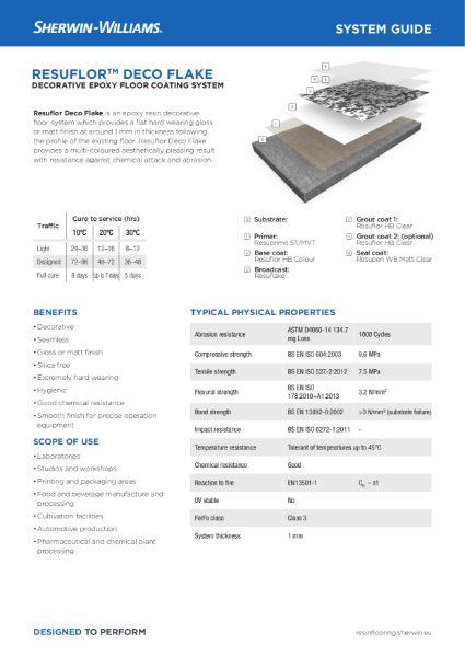 Resin flooring Resuflor Deco Flake system