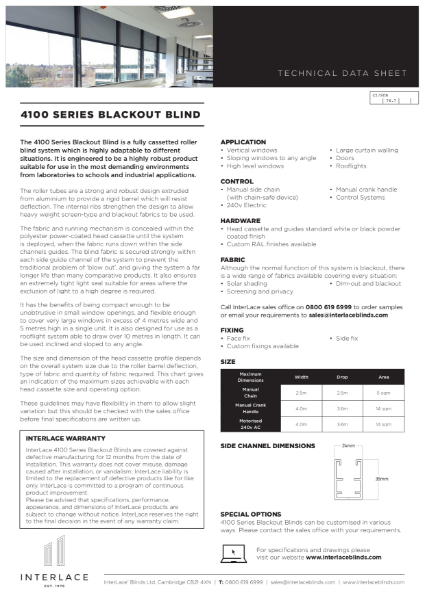 4100 Series Blackout Blind - Literature