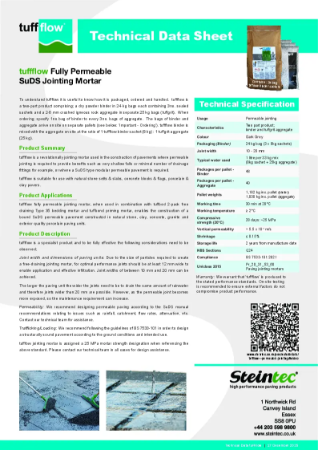 Technical Data - tuffflow Fully Permeable SuDS Jointing Mortar