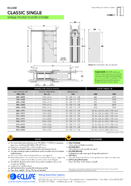 Classic SINGLE Pocket Door System