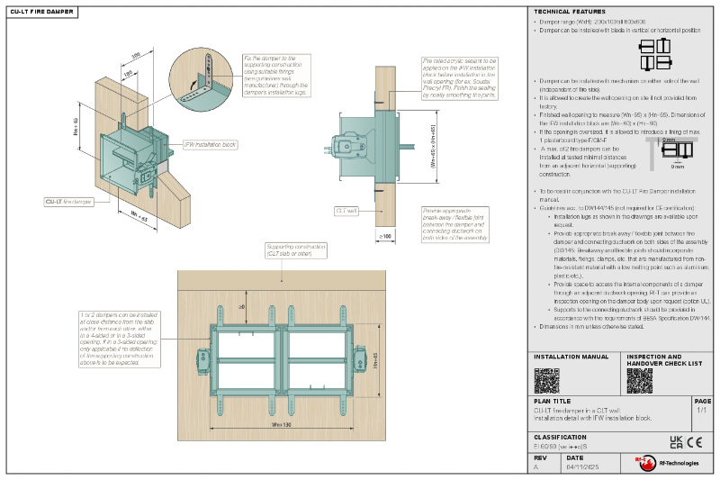 CU-LT DW145 compliant installation guide – CLT wall