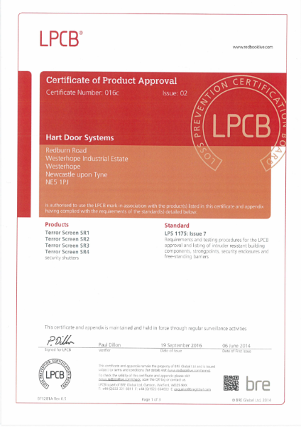 LPS1175 SR Rated Security Roller Shutter