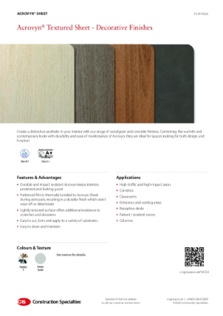 CS Acrovyn Sheet - Decorative Finishes_Product Sheet (06.26)