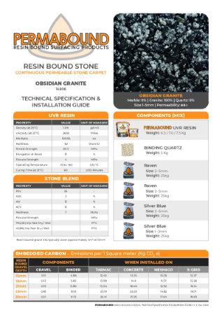 Resin Bound Stone — Obsidian Granite TDS