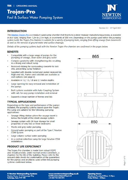 Newton Trojan pro Technical Data Sheet