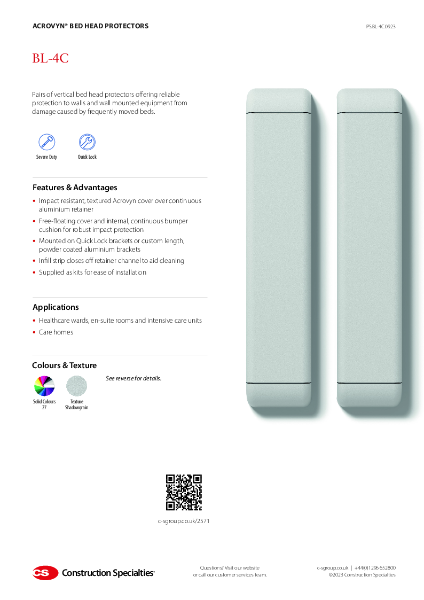 CS Acrovyn BL-4C Bed Head Protectors_Product Sheet (09.23)