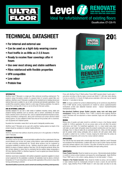 Level IT Renovate Technical Datasheet