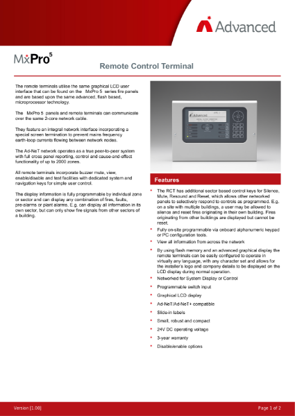 Datasheet - MxPro 5 Remote Control Terminal