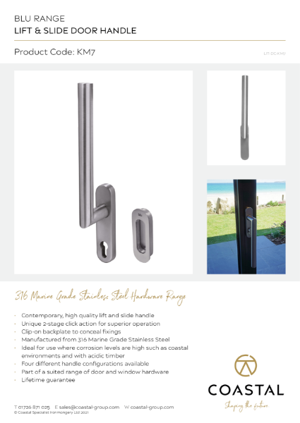 BLU™ - KM7 Series Lift and Slide Door Handles Data Card