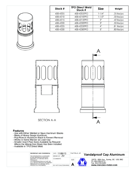 TECHNICAL DRAWING - VANDALPROOF CAP