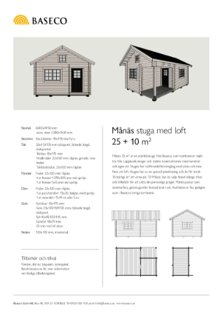 Månäs Stuga med loft 25 KVM Produktblad | Baseco Golv AB | Lattira Source