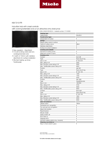 KM 7210 FR Product Data Sheet