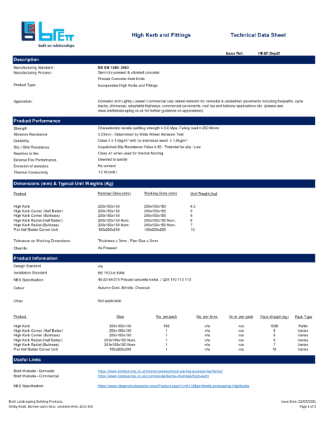 High Kerb and Fittings TDS Sep 21