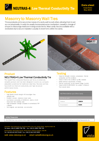 NEUTRAS-4 Low Thermal Conductivity Tie Data Sheet