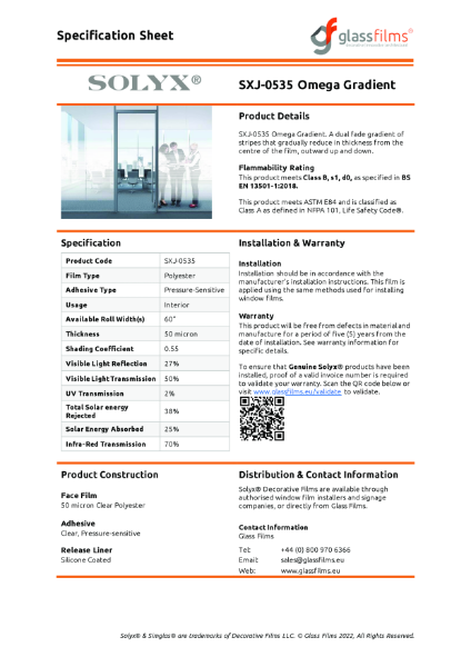 SXJ-0535 Omega Gradient Specification Sheet