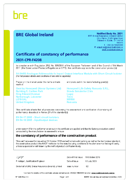 BRE Certificate