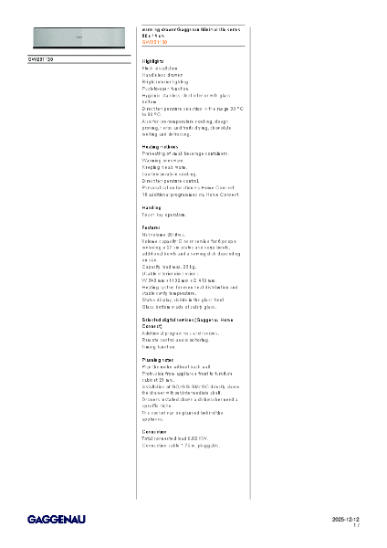 GW251130 Product Specification Sheet