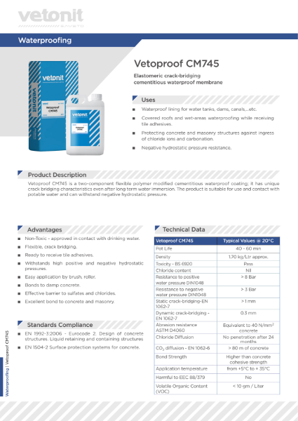 TDS - Vetoproof CM745 - Waterproofing
