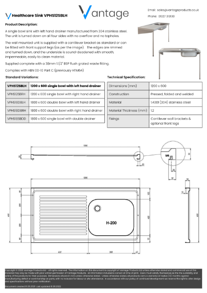 Product Data Sheet - VPHS12SBLH