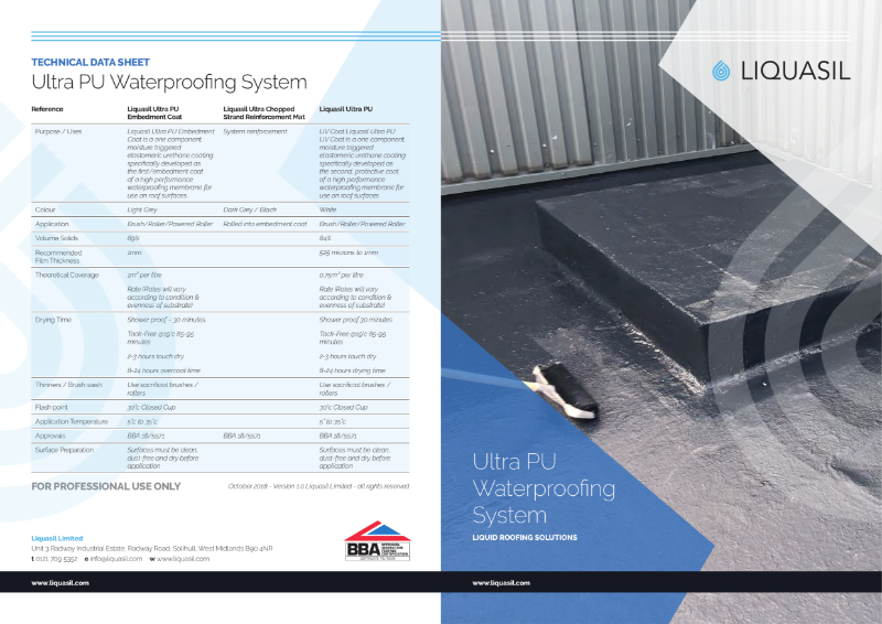 Flat Roof Waterproofing System - Liquasil Ultra PU