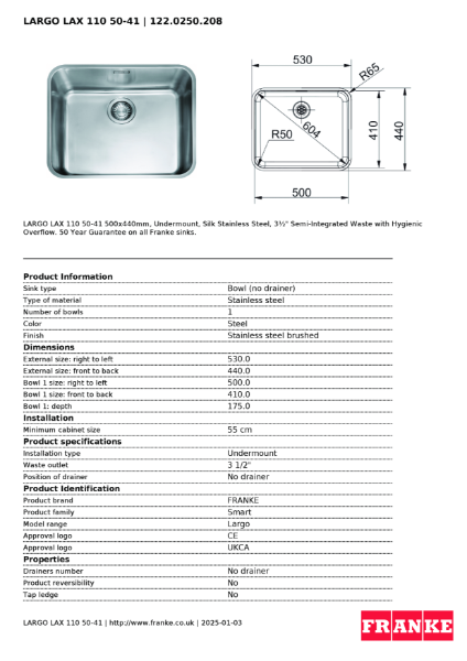 Product Sheet 122.0250.208