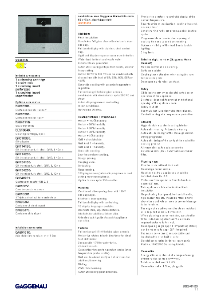 GS250130 Product Specification Sheet