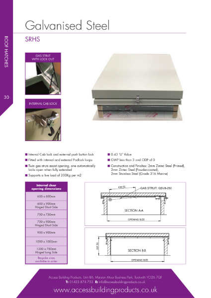 Roof Hatch [Steel] data sheet